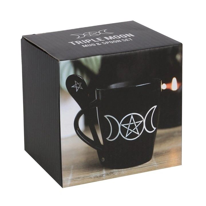 Black Triple Moon Mug With Spoon