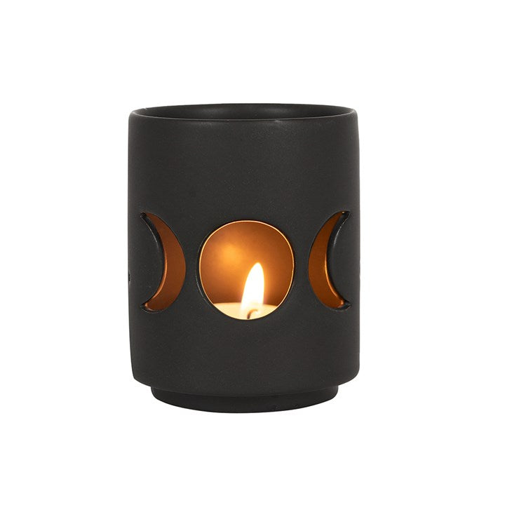 Small Black Triple Moon Cut Out Design Tealight Holder